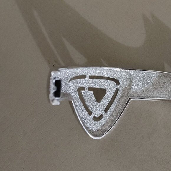 Givenchy Hinged Bracelet Bold Silver Tone Vintage Triangular Design Modernist - Picture 7 of 14